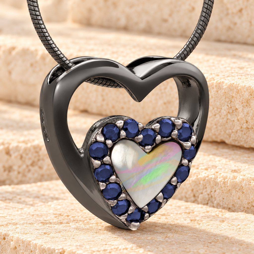 Black Together Heart Cremation Jewelry — main — evr6484b