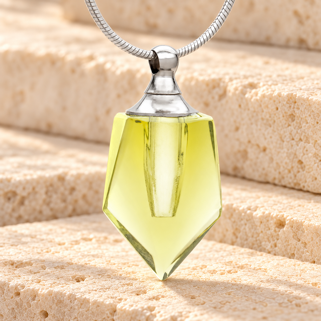 Glass Locket Yellow Dedicated Memorial Necklace — main — evr2099