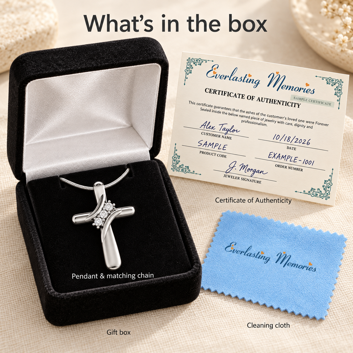 Forever Sealed Solid 14K White Gold Stylish Cross Memorial Jewelry — whats in box — evr6626wgfs