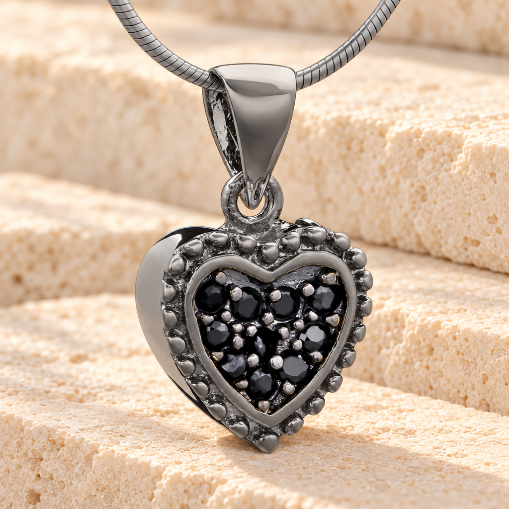 Black Merry Heart Cremation Jewelry — main — evr6491b