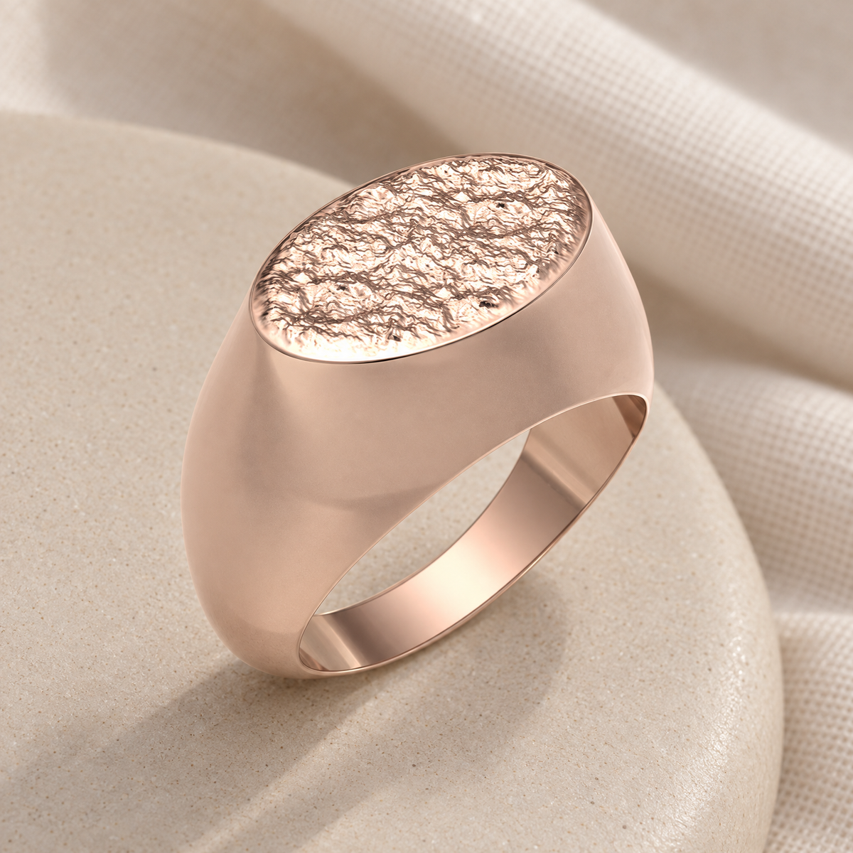 Solid 14K Rose Gold Men's Signet Forever Sealed Memorial Ring — alternate view — evr20040krgfs