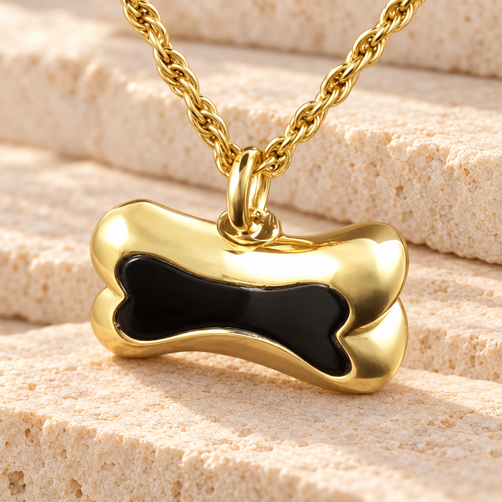 14K Gold Black Bone Cremains Jewelry — main — evr737kg