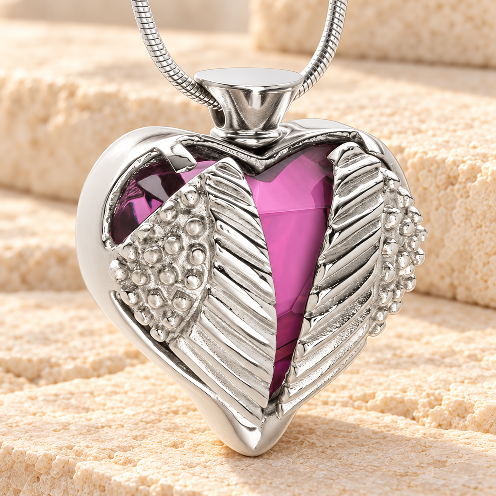 Stainless Purple Eternal Flight Cremation Jewelry — main — evr6603purple