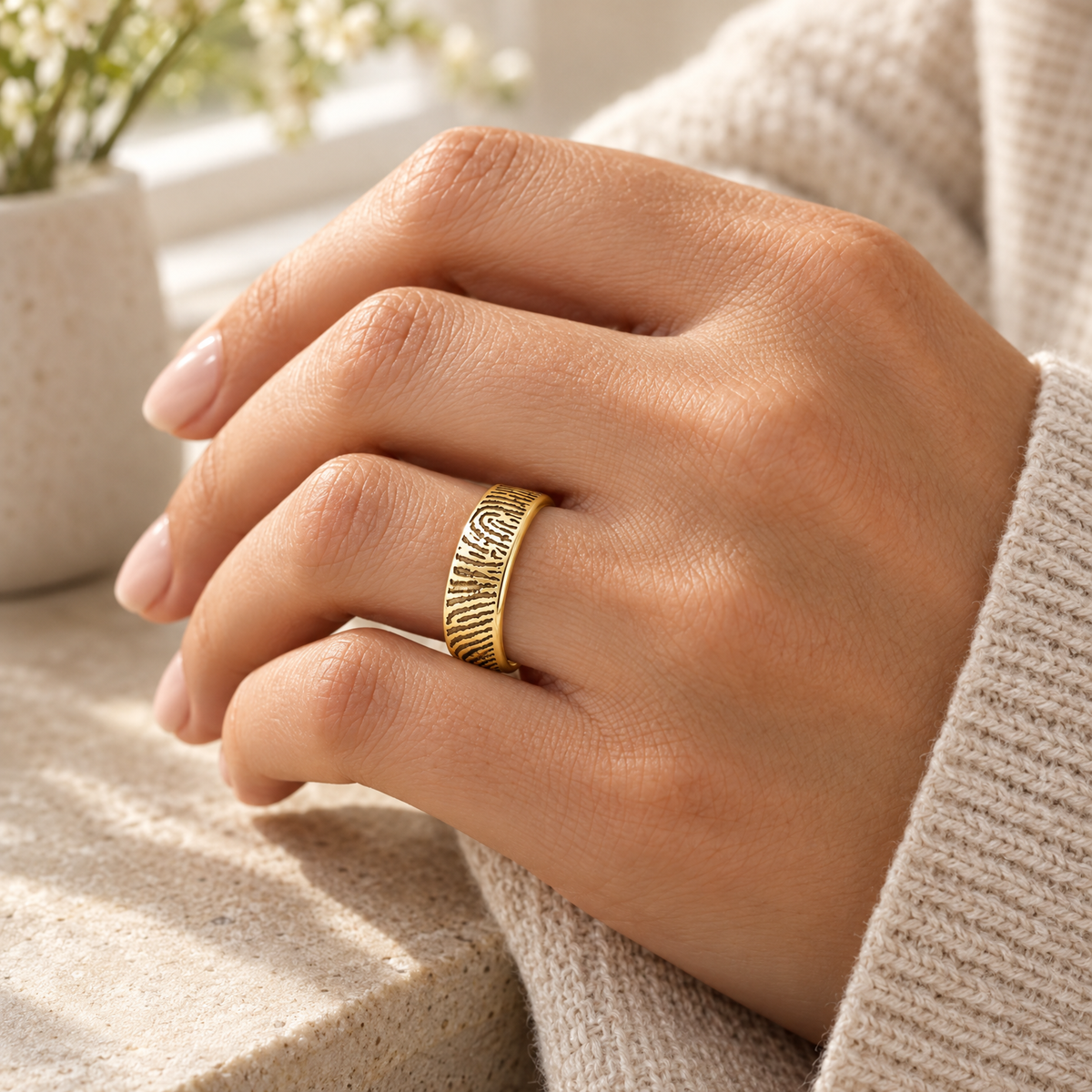 Standard Women's Solid 14k Gold Fingerprint Ring — lifestyle — evr30000kg