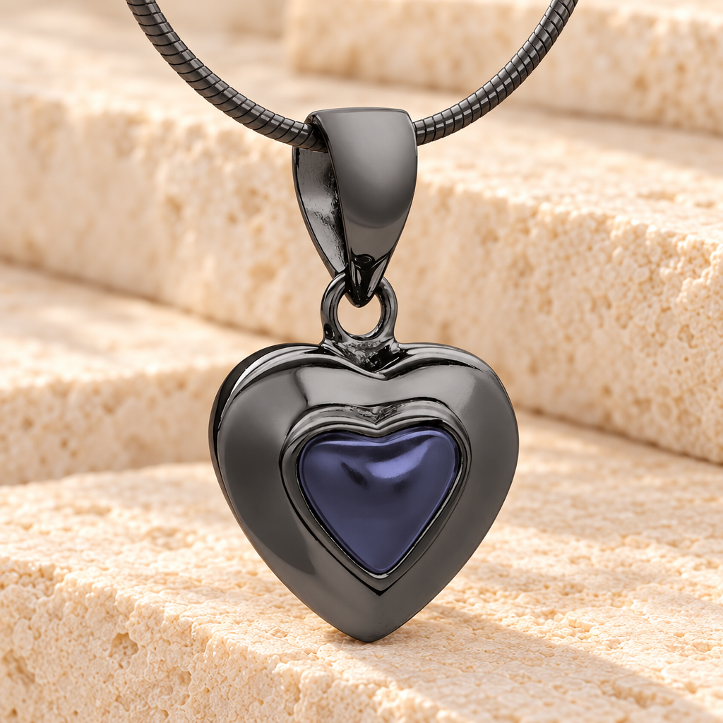 Black Fallen Heart Cremation Jewelry — main — evr6458b
