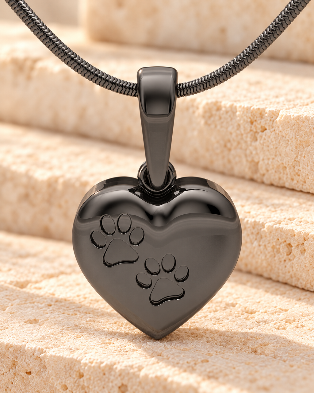 Black Plated Paws Heart Forever Sealed Memorial Jewelry — main — evr20049bfs