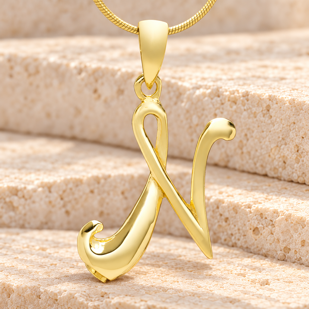 Gold "N" Initial Cremation Jewelry — main — evr6434g