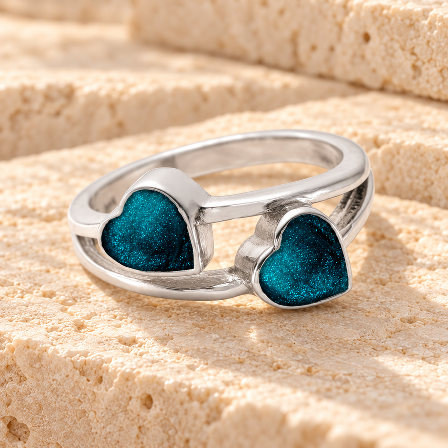 Women's Sterling Silver Thornley Ash Ring with Aqua
