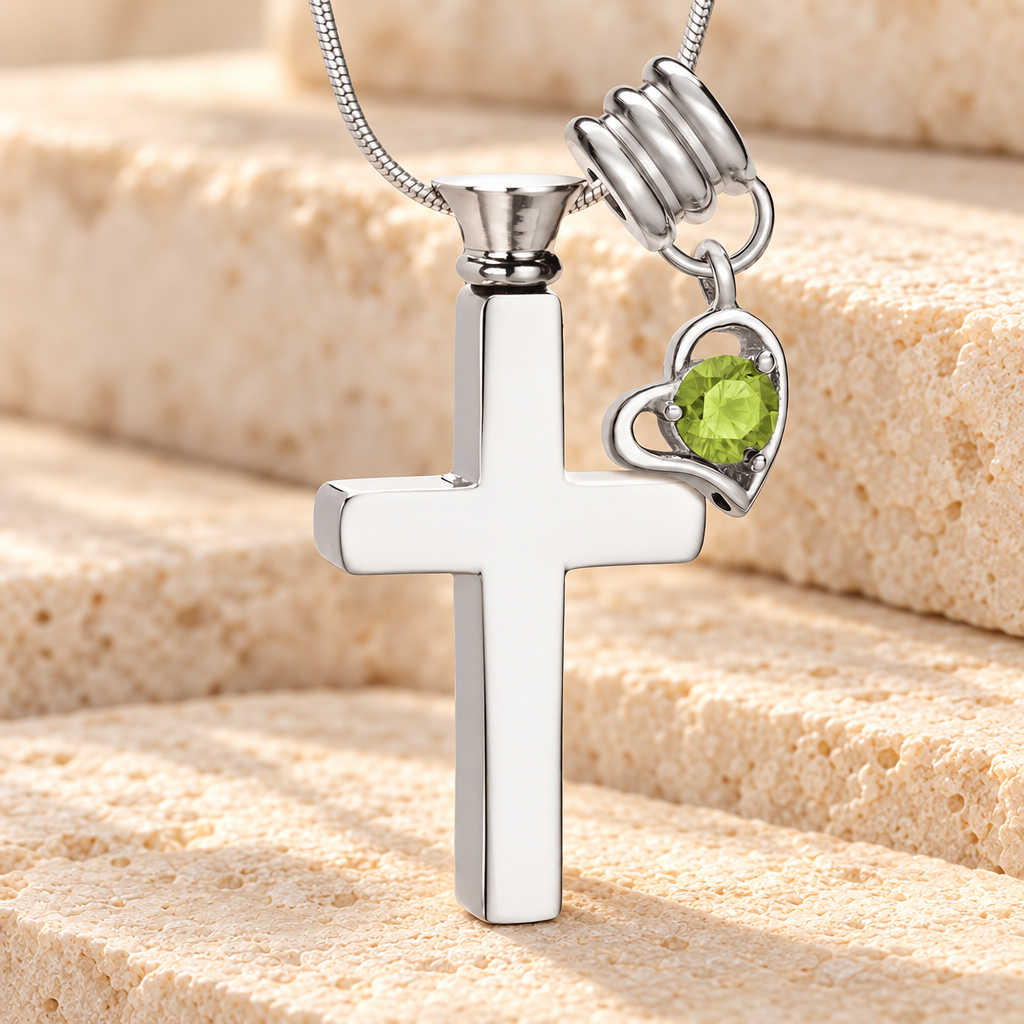 August Remembrance Cross Locket Necklace — main — evr1023aug