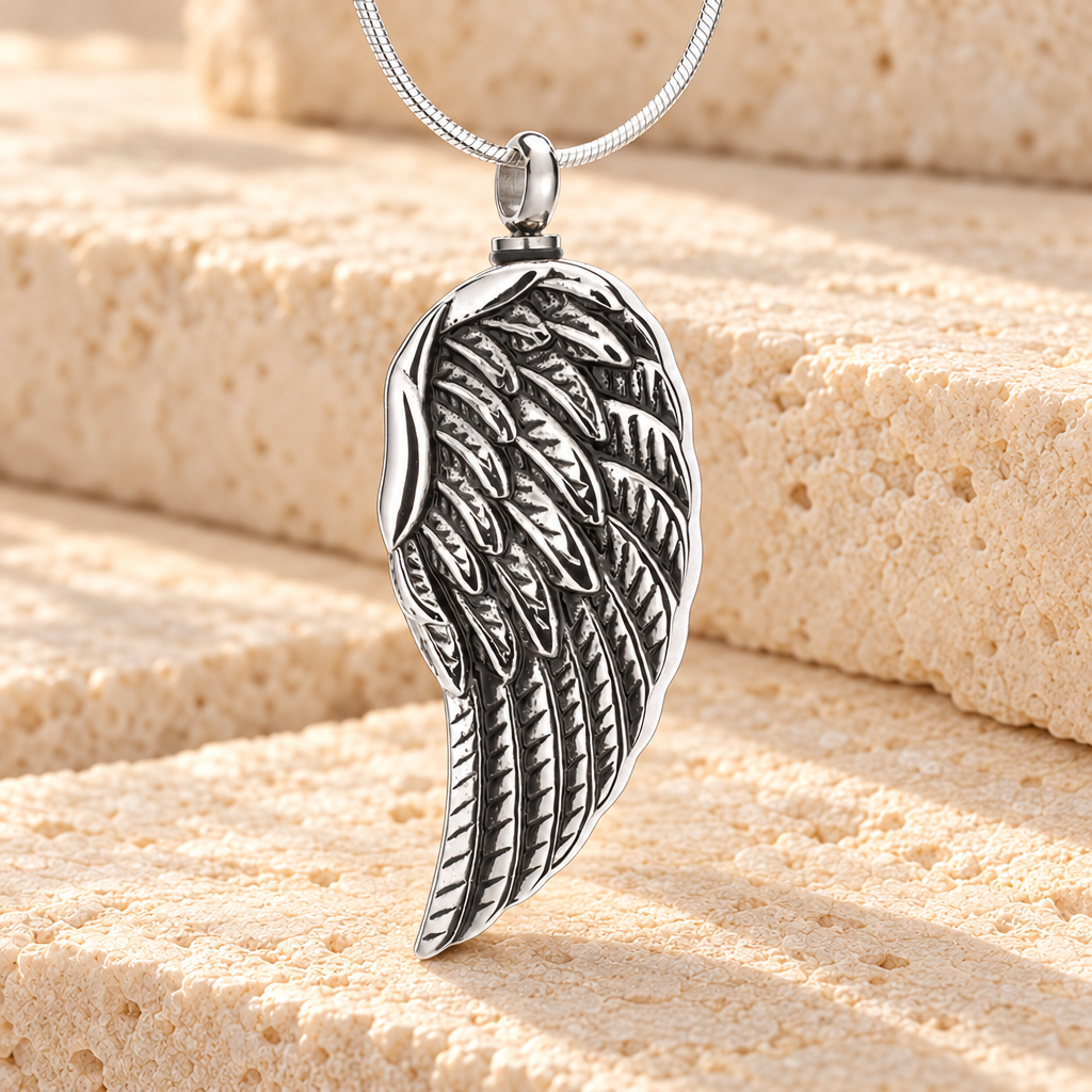 Stainless Quill Urn Pendant — main product image