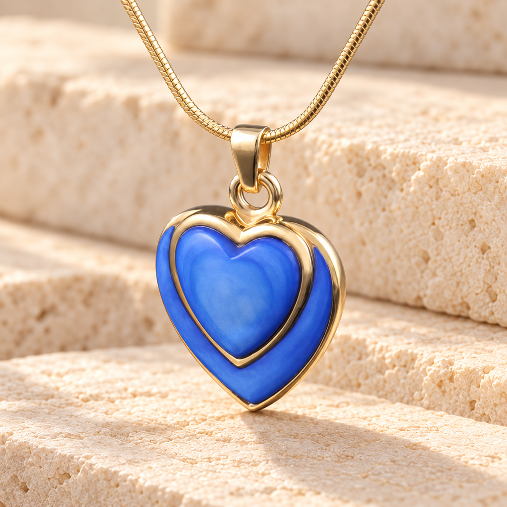 Gold Plated Indigo Heart Memorial Jewelry — main — evr944gv