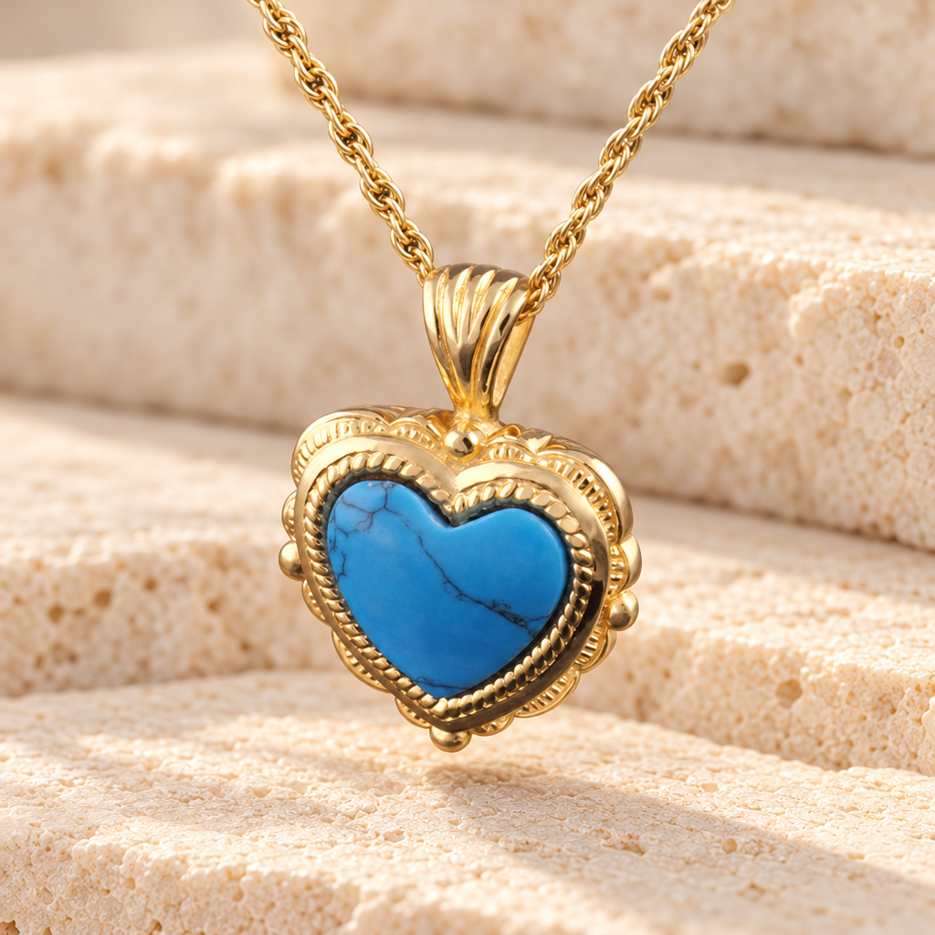 Gold Plated Turquoise Heart Jewelry — main — evr6062gv
