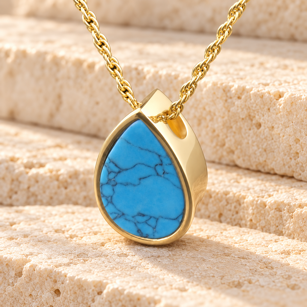 14k Gold Turquoise Teardrop Jewelry — main — evr6063kg