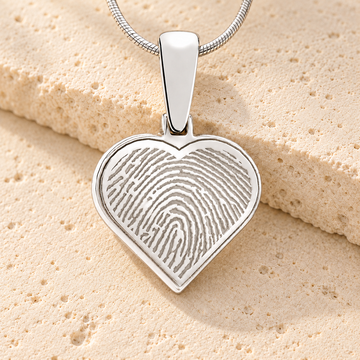 Heart Sterling Silver Fingerprint Necklace — main — evr4728ss