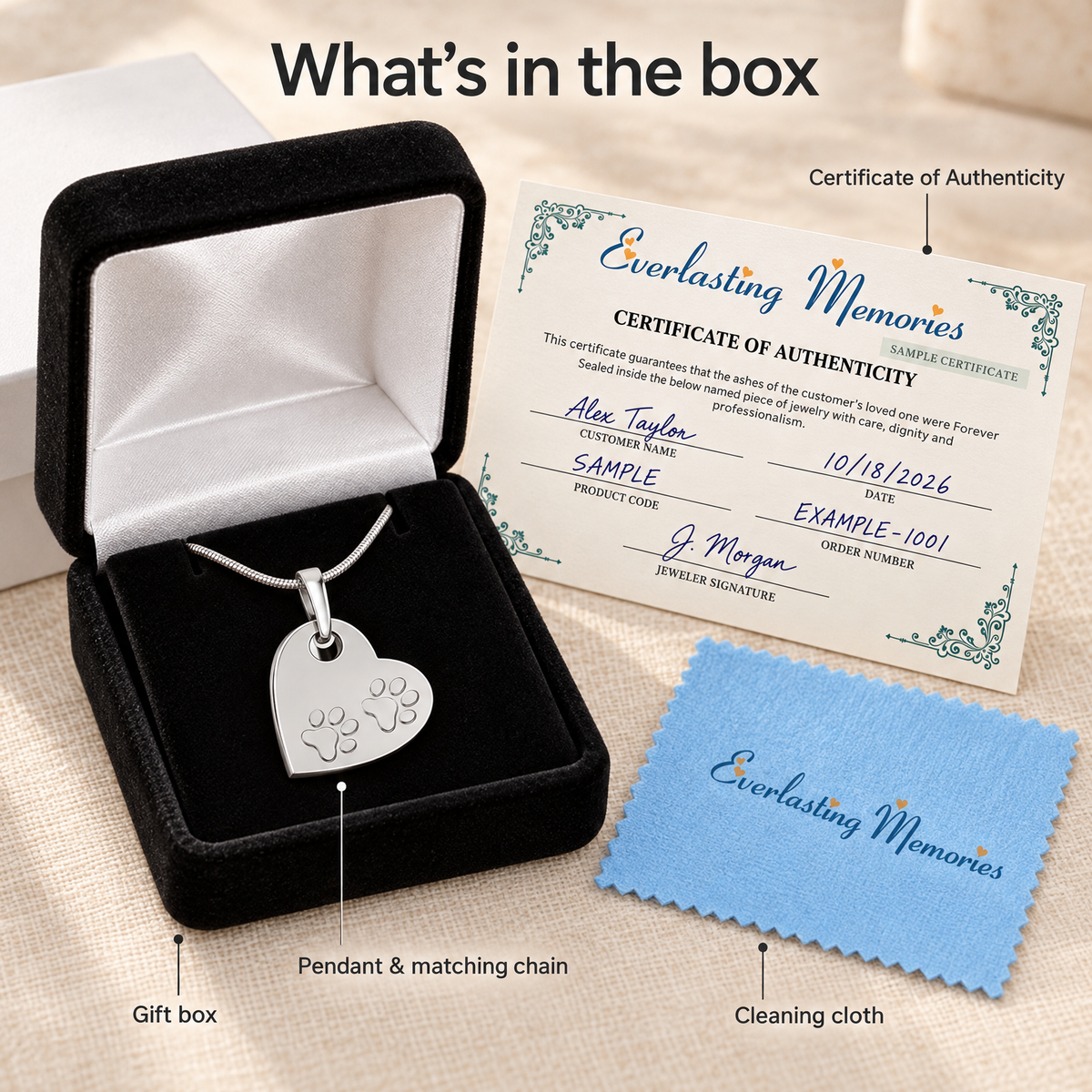 Sterling Silver Paw On Heart Forever Sealed Memorial Jewelry — whats in box — evr20083ssfs