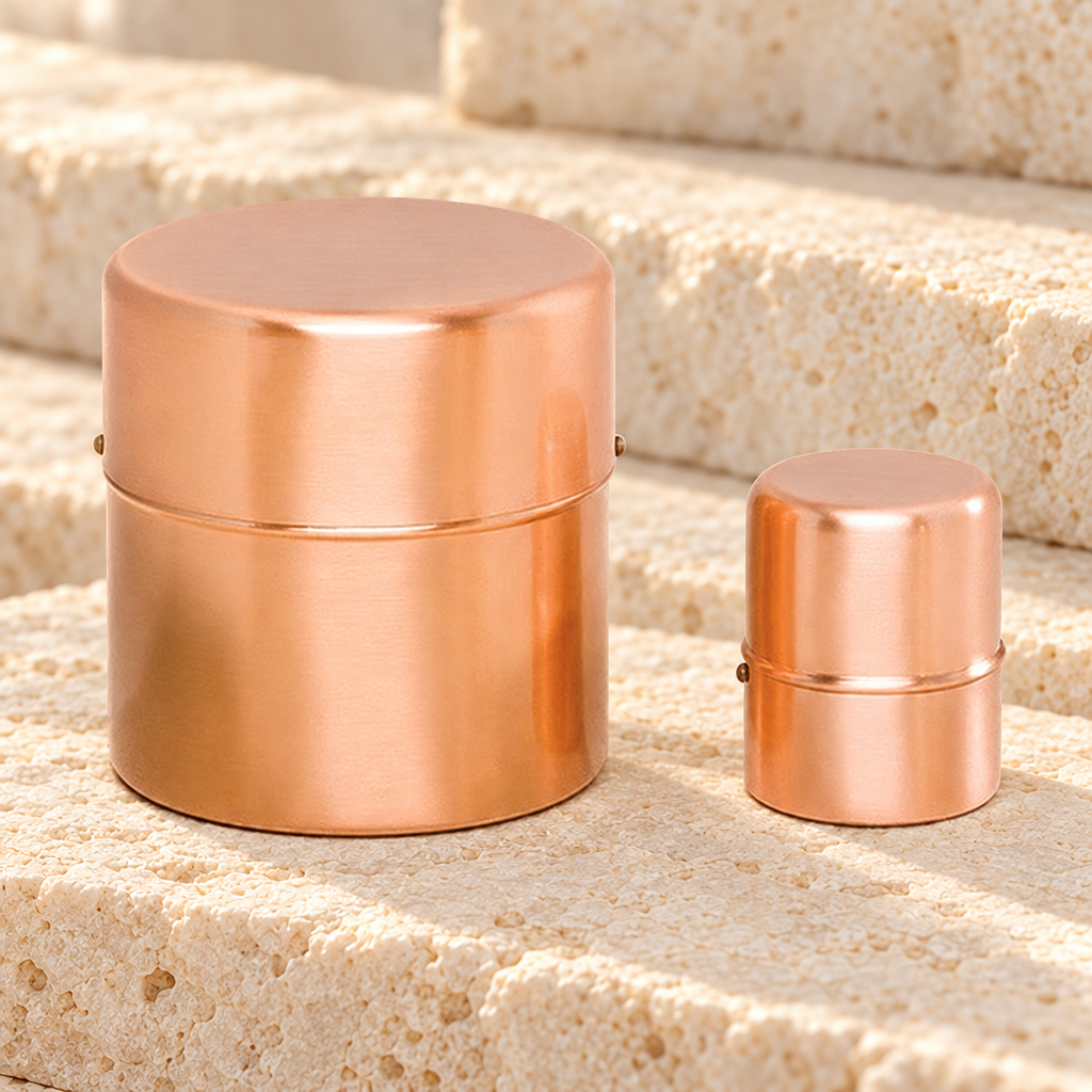 Copper Round Cylinder Cremation Urn — main — evr5047