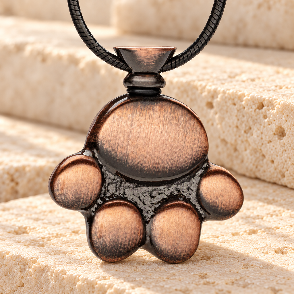 Copper Stainless Delicate Paw Memorial Pendant — main — evr6321