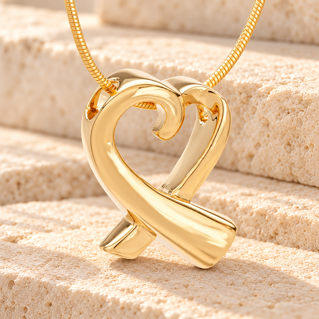 14K Gold Folded Heart Memorial Jewelry — main product image