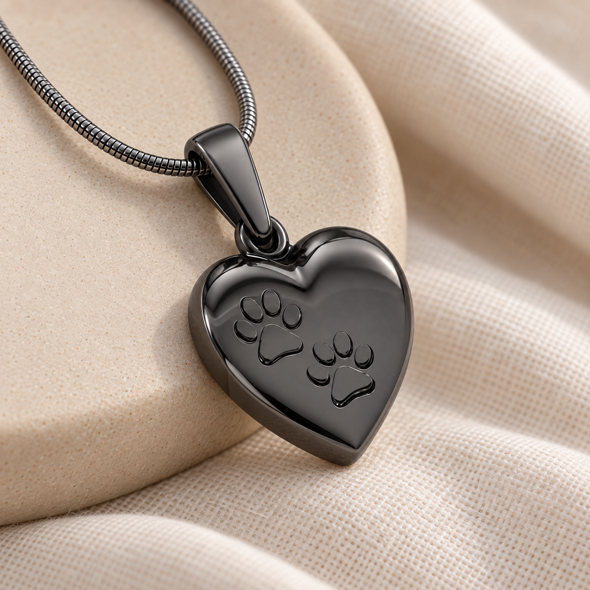 Black Plated Paws Heart Forever Sealed Memorial Jewelry — alternate view — evr20049bfs