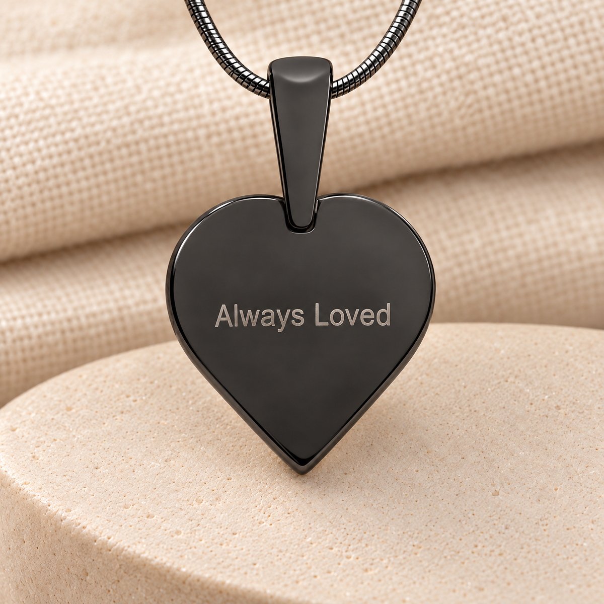 Classic Heart Black Plated Fingerprint Necklace — rear engraving — evr4718bl