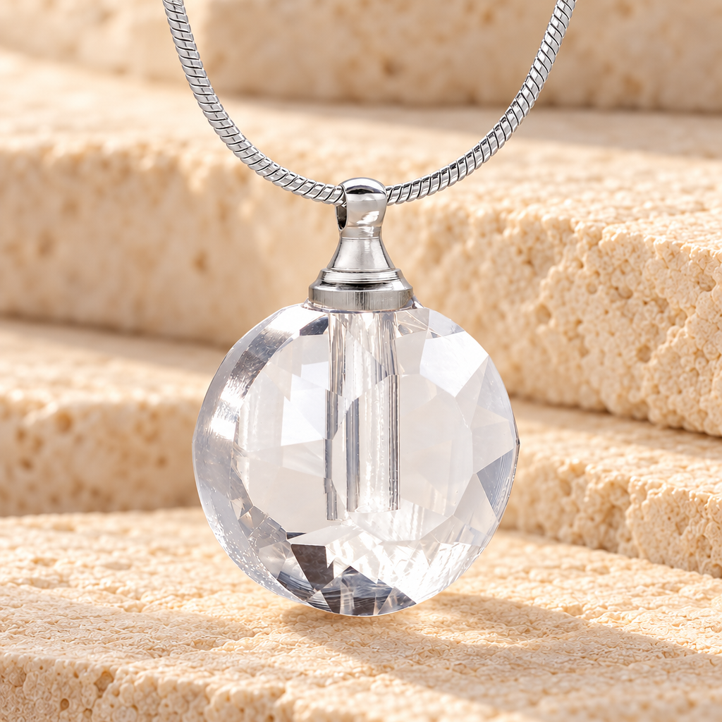 Glass Locket Clear Orbit Cremation Jewelry — main product image