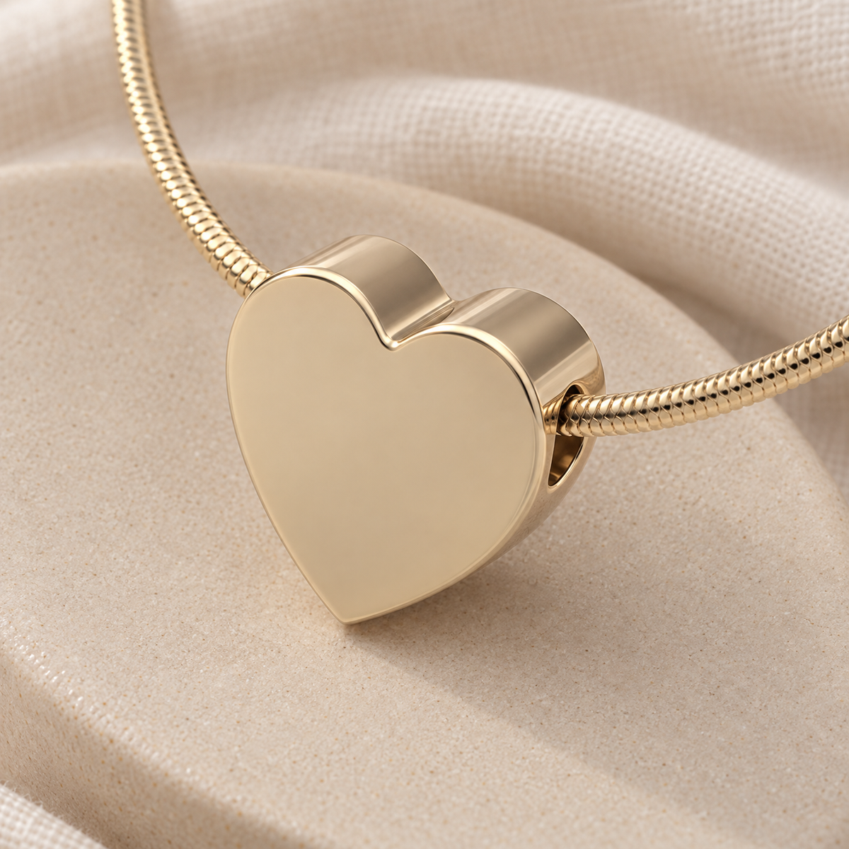 Solid 14K Gold Smooth Heart Forever Sealed Cremation Jewelry — alternate view — evr6457kgfs