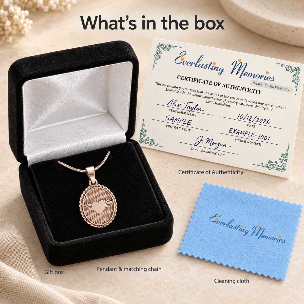 Rose Gold Plated At Heart Oval Forever Sealed Memorial Jewelry — whats in box — evr20009rgfs