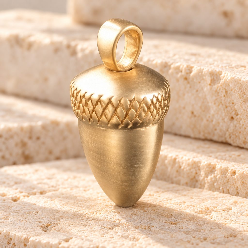 Gold Vermeil Acorn Urn Necklace — main — evr127gv