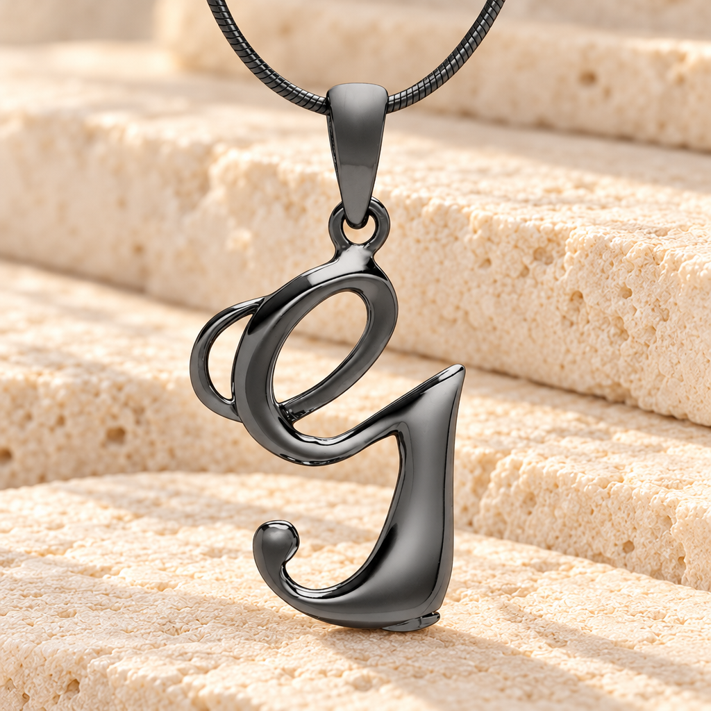 Black "G" Initial Cremation Jewelry — main — evr6427b