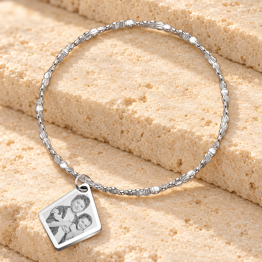Luxurious Stainless Steel Fly Me A Kite Photo Engraved Bracelet — main product image
