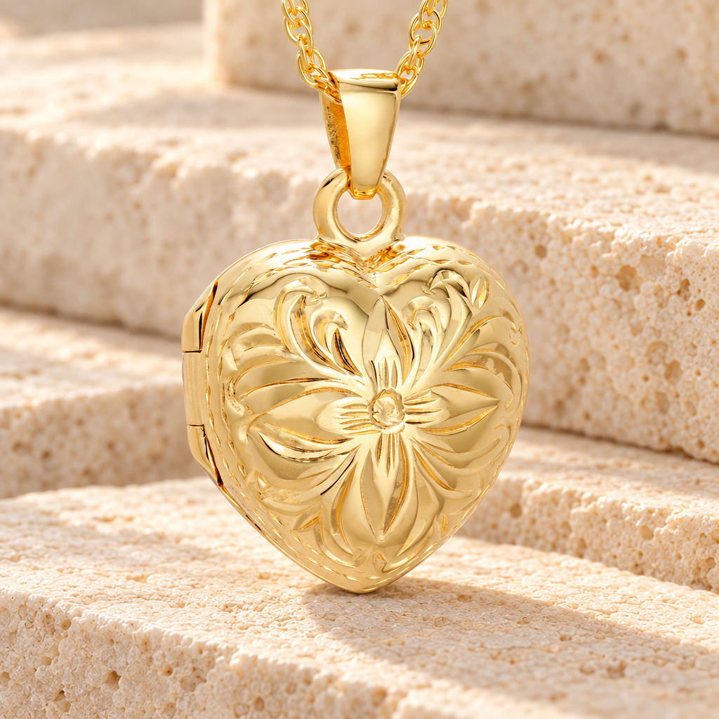 Gold Vermeil Daisy Heart Cremation Urn Keepsake — main — evr801gv