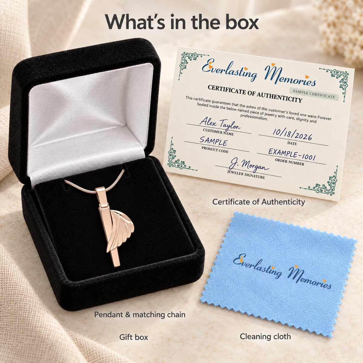 Rose Gold Inspiration Forever Sealed Memorial Jewelry — whats in box — evr6194rgfs