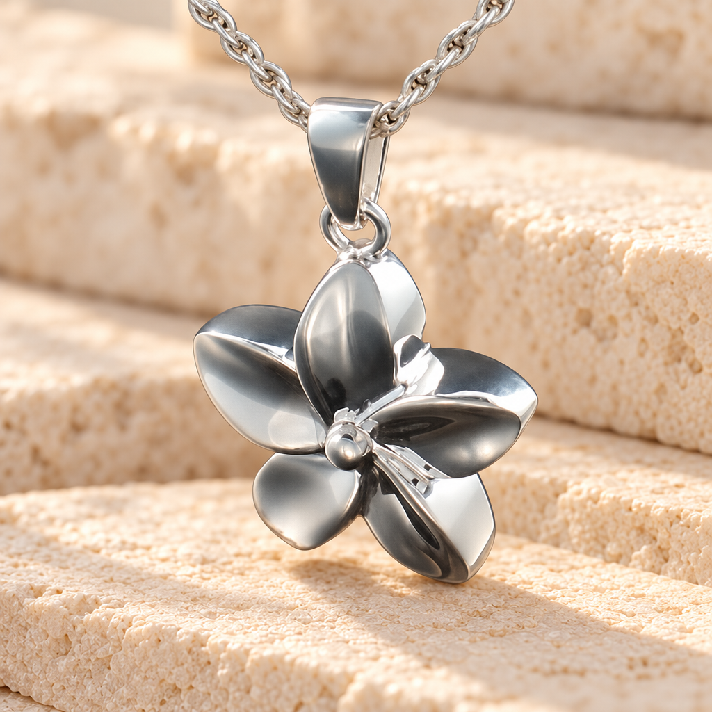 Sterling Silver Flower Funeral Jewelry — main — evr184ss