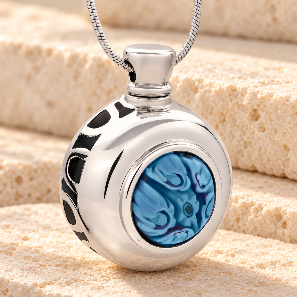 Wild Blue Yonder Round Cremation Jewelry — main — evr6137