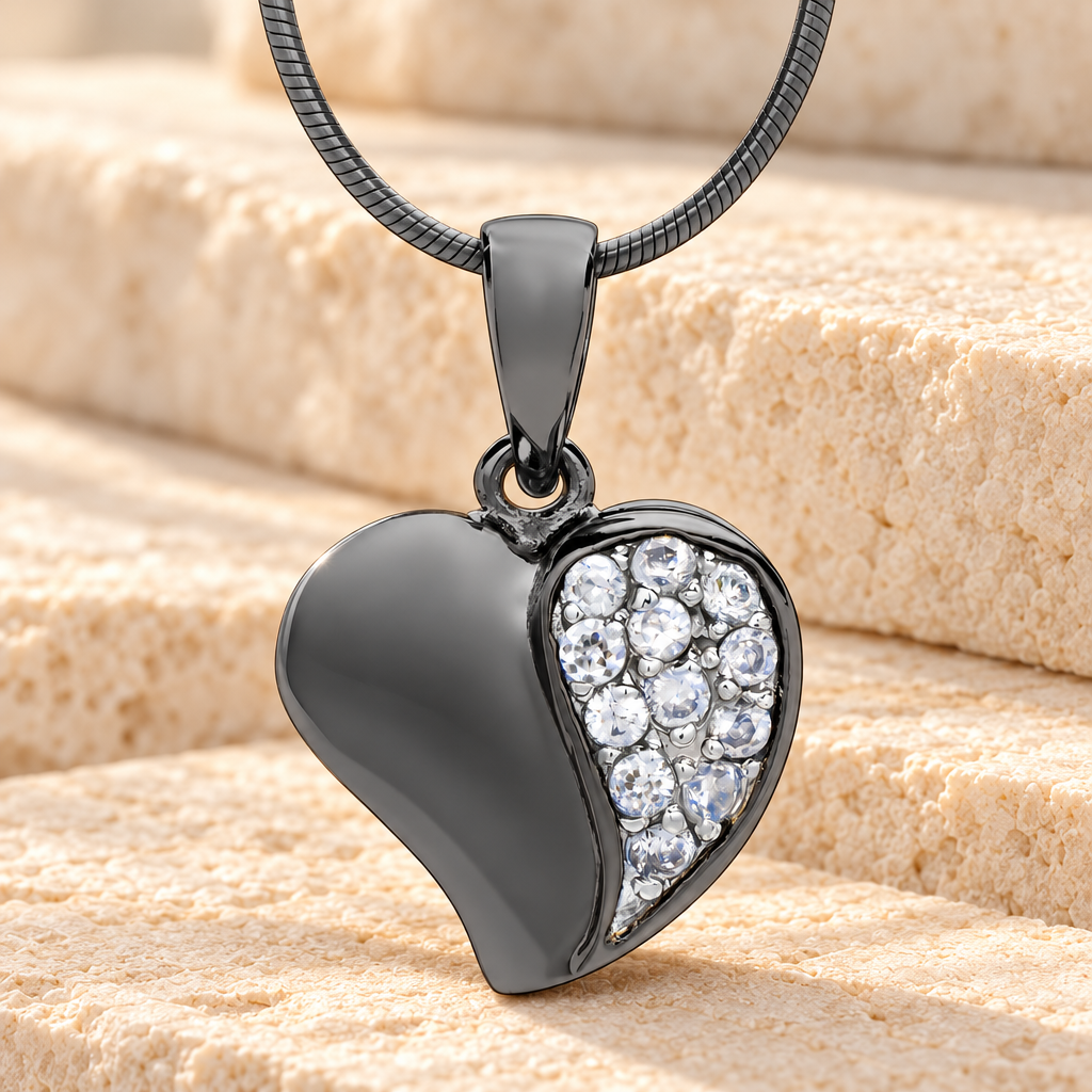 Black Cordial Heart Cremation Jewelry — main — evr6495b