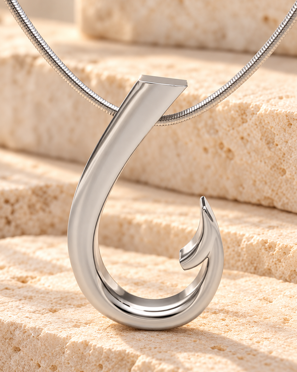 Solid 14k White Gold Fishing Hook Forever Sealed Memorial Jewelry — main — evr20043wgfs