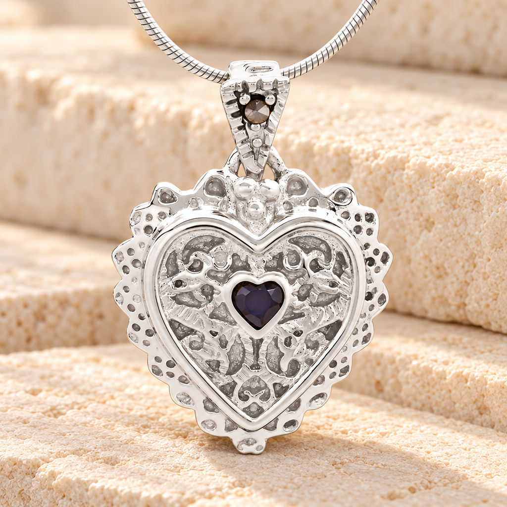 Silver Sophisticate Heart Cremation Jewelry — main — evr6466ss