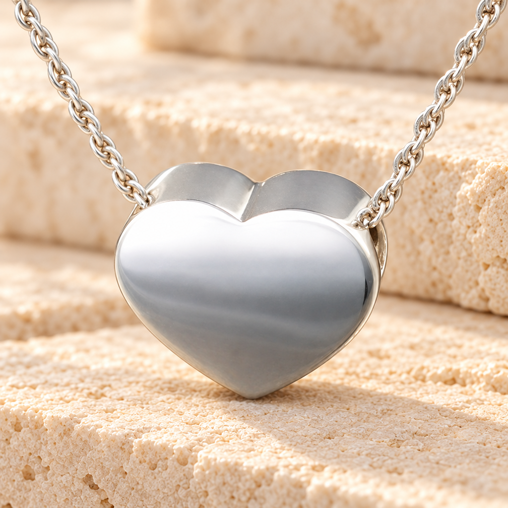 Sterling Silver Devotion Heart Cremation Urn Keepsake — main — evr877ss