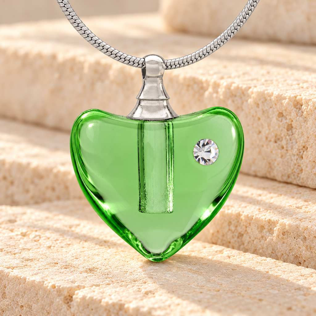 Glass Locket Green Heartfelt Cremation Jewelry — main — evr2537gr