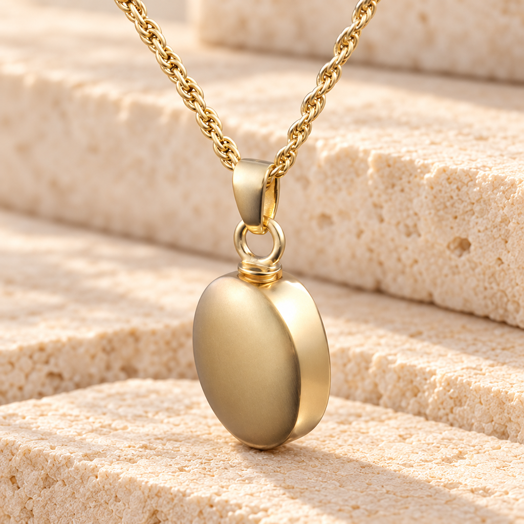 Gold Vermeil Oblilque Urn Necklace — main — evr870gv