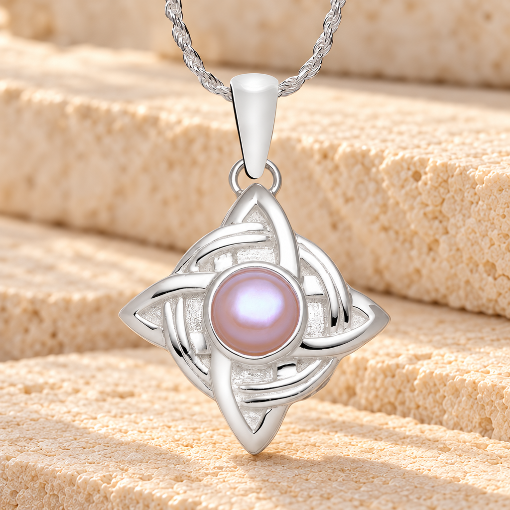 Sterling Silver Knotted Pearl Cremation Urn Pendant — main product image