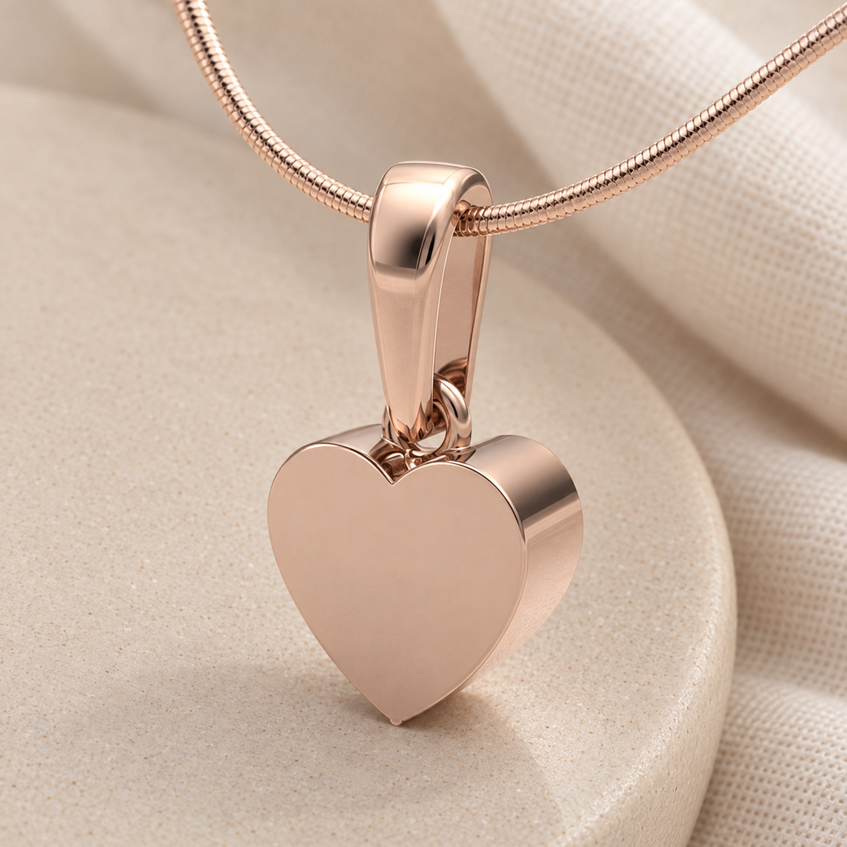 Rose Gold Plated Simple Heart Forever Sealed Cremation Jewelry — alternate view — evr6447rgfs