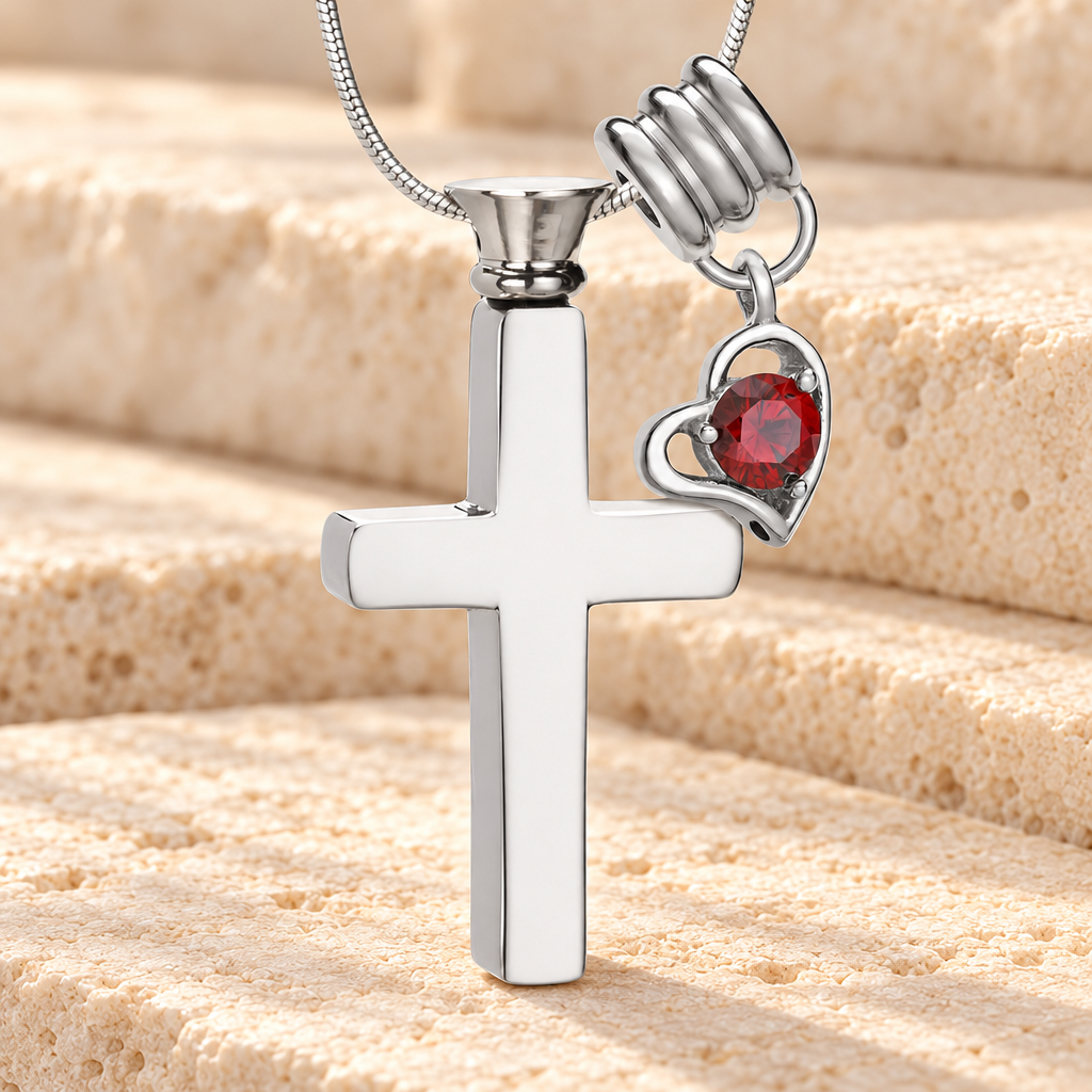 January Remembrance Cross Locket Necklace — main — evr1023jan