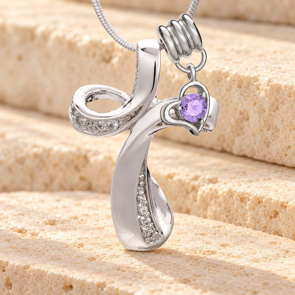 Silver June Forever Cross Cremation Jewelry — main — evr6468jun