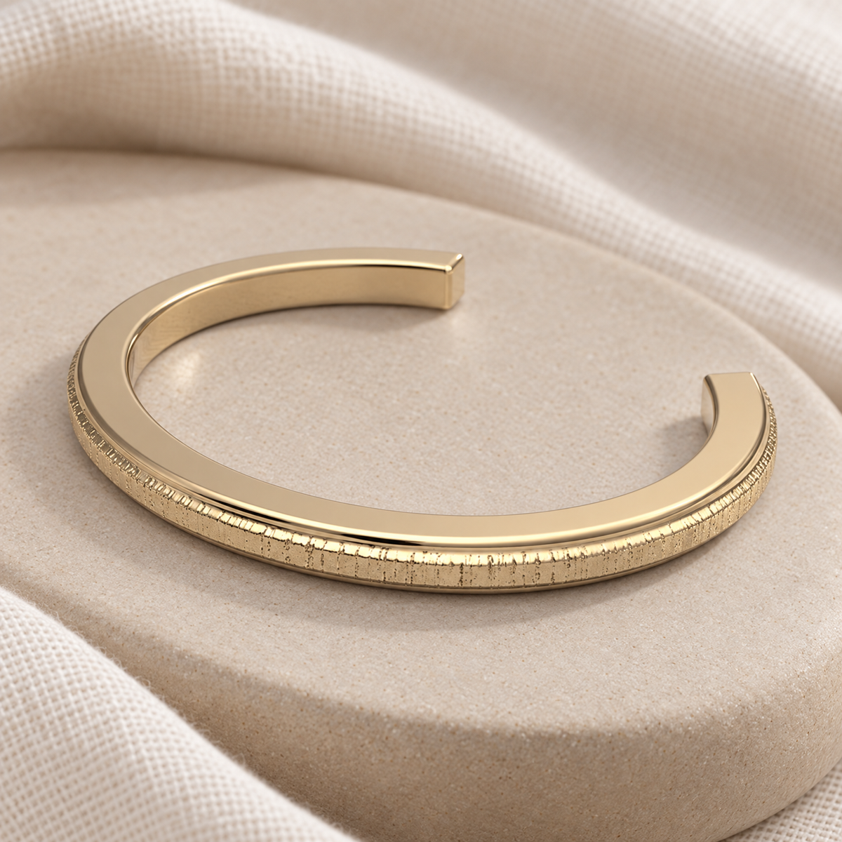 Solid 14K Gold Textured Cuff Forever Sealed Memorial Bracelet — alternate view — evr20046kgfs