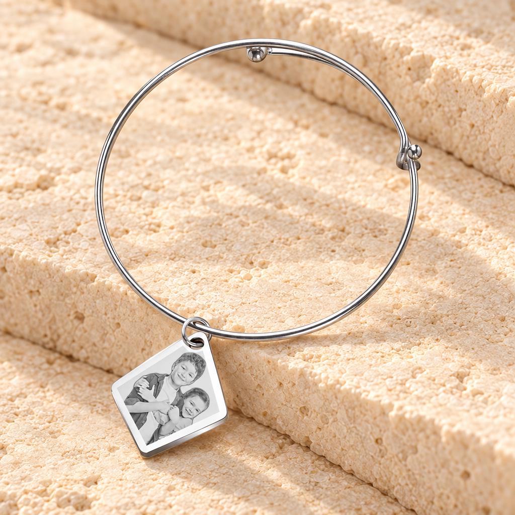 Sophisticated Stainless Steel Fly Me A Kite Photo Engraved Bracelet — main product image