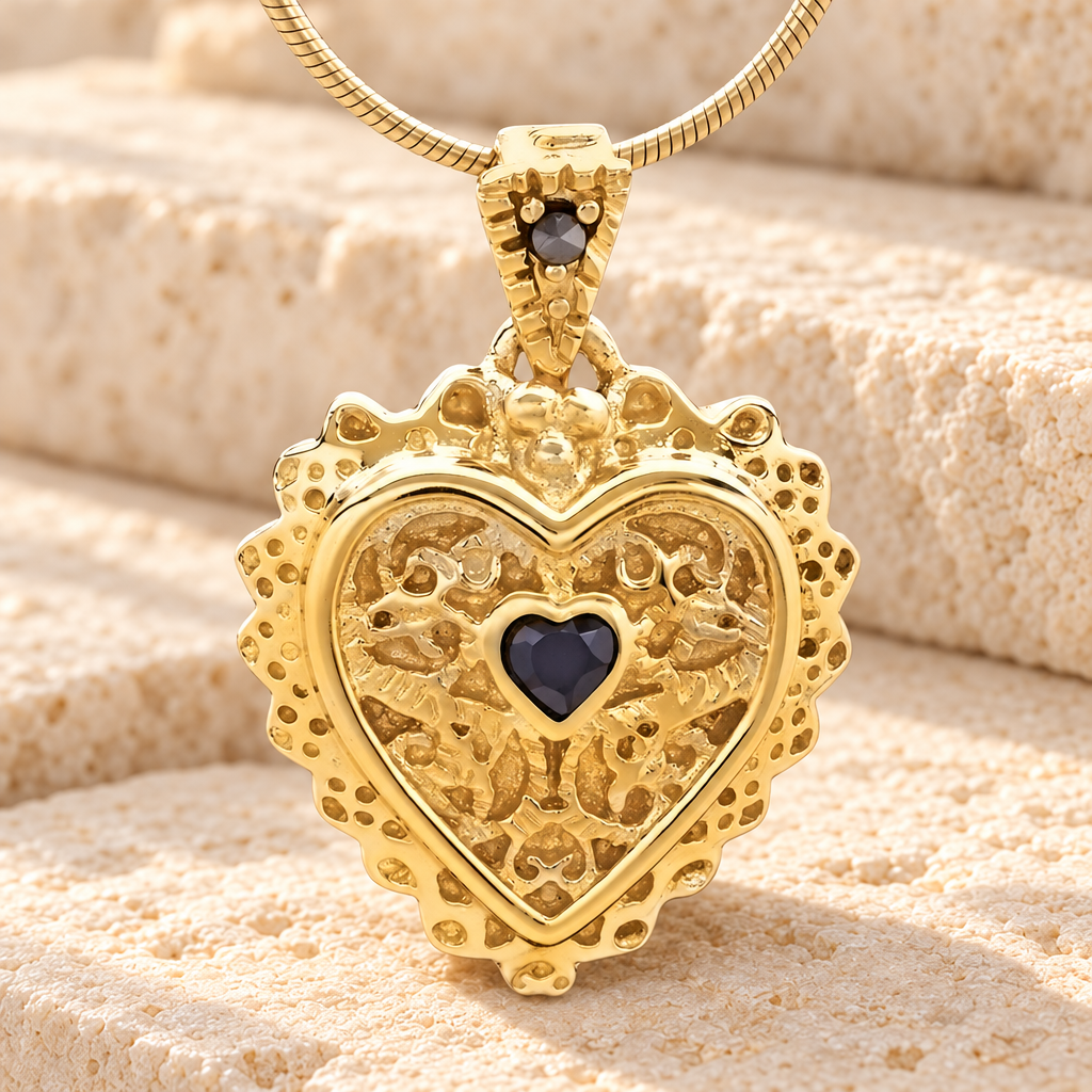Gold Plated Sophisticate Heart Cremation Jewelry — main — evr6466g