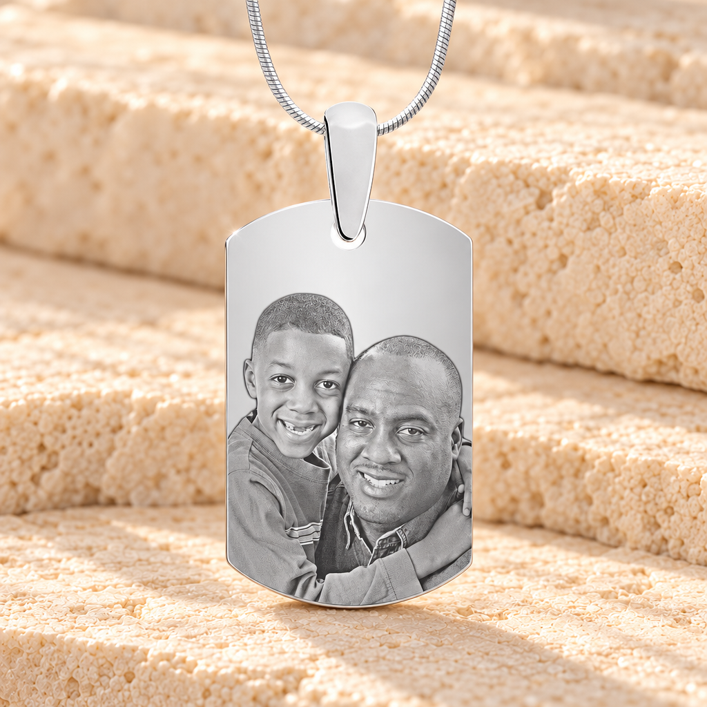 Small Dog Tag Stainless Steel Photo Pendant — main product image