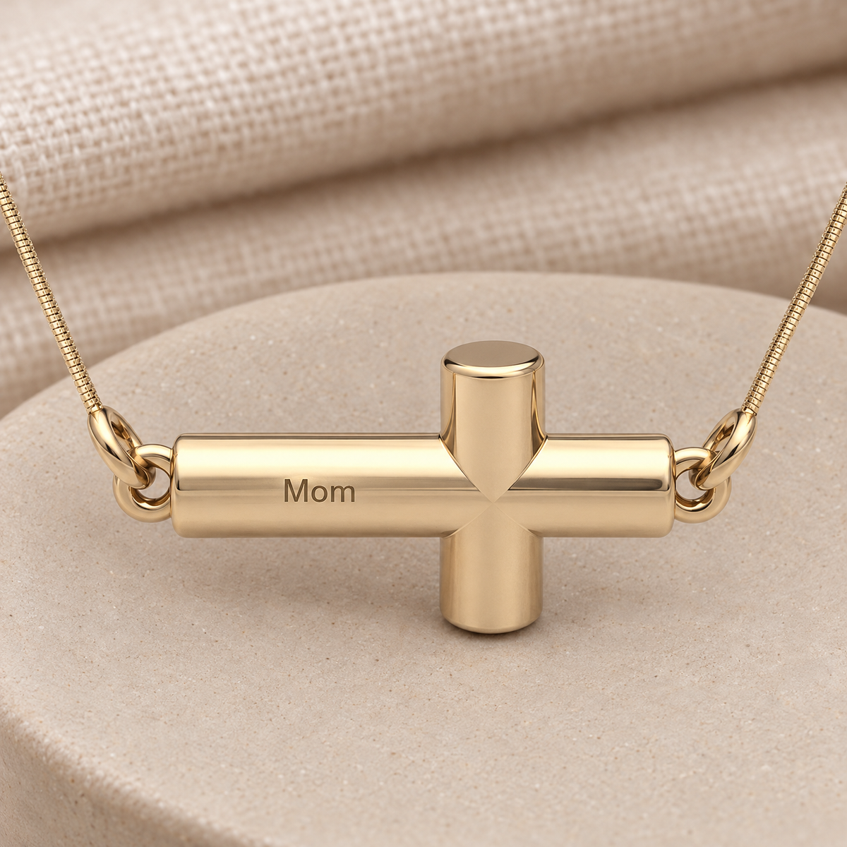 14K Gold Crossroads Forever Sealed Memorial Jewelry — rear engraving — evr20003kgfs