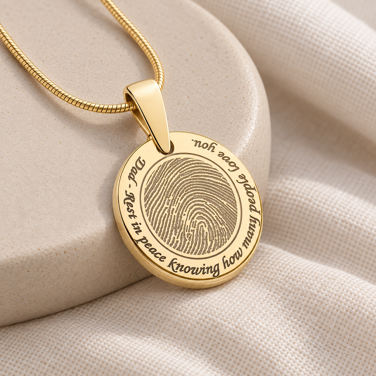 Gold Plated Sterling Eternal Round Fingerprint Necklace — alternate view — evr4825g
